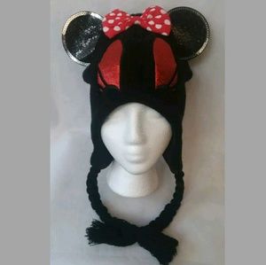 Minnie Mouse Fleece Hat Lined Fun Sparkly Winter Disney Girls